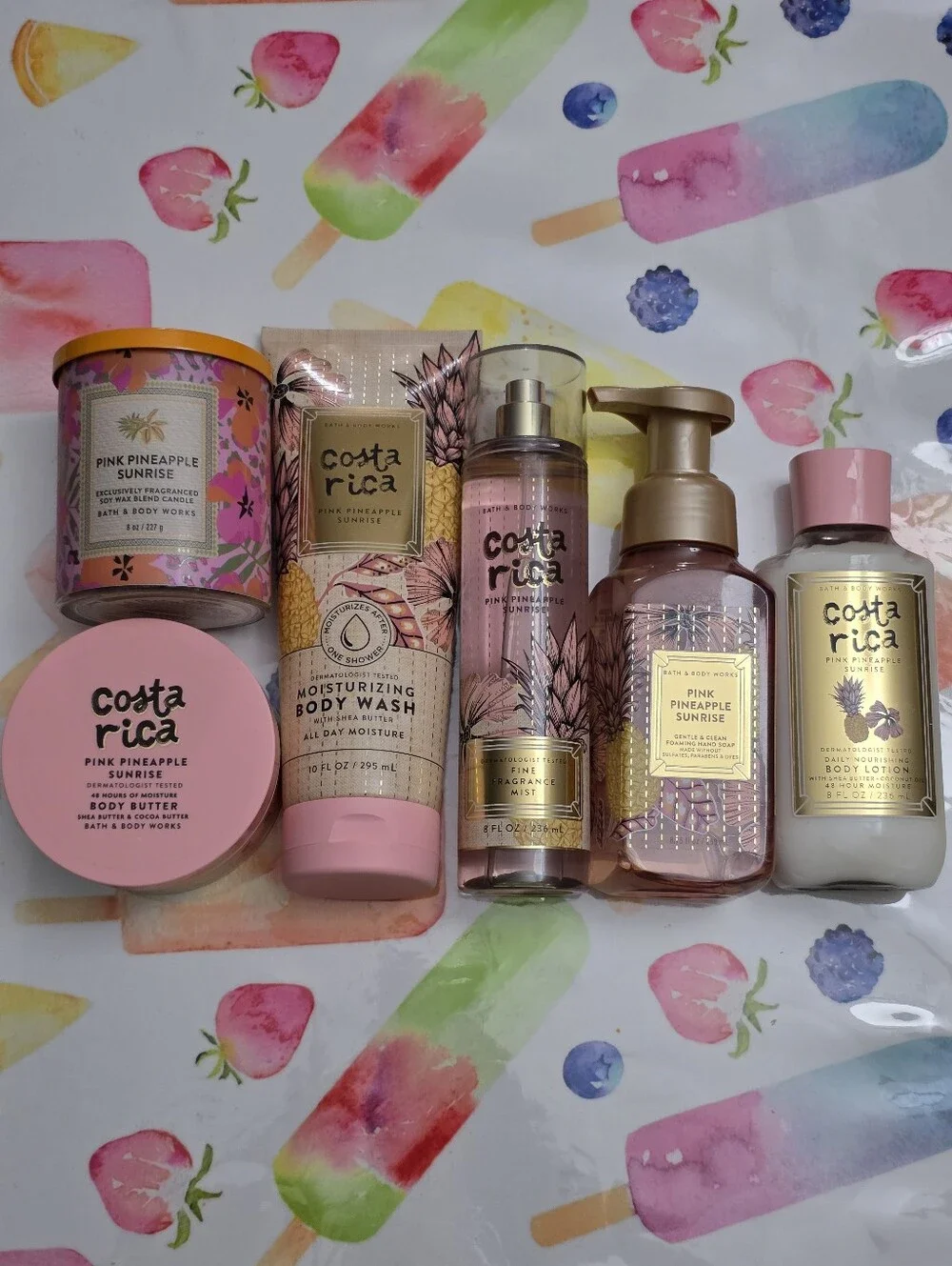 Bath & Body Works Costa Rica Pink Pineapple Sunrise 6 Piece Gift Set New RARE